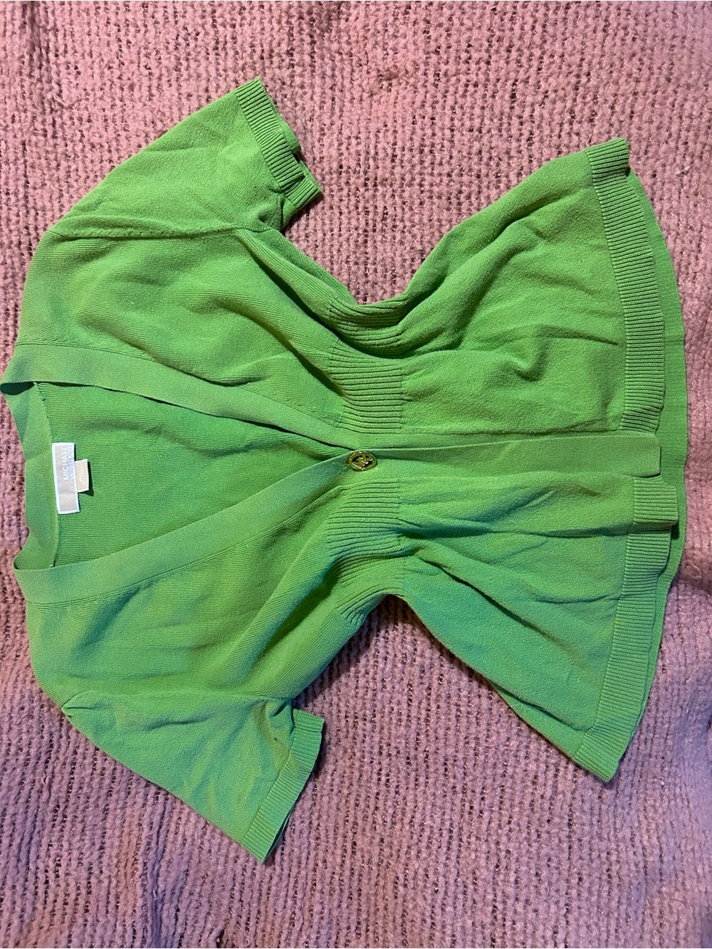Michael Kors Apple green short sleeve knit cardigan